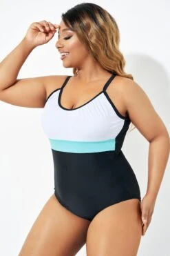 Color Block Print Open Back One Piece Swimsuit 11 Color Block Print Open Back One Piece Swimsuit -Sandy Bikinis Shop b deop222001 6 1