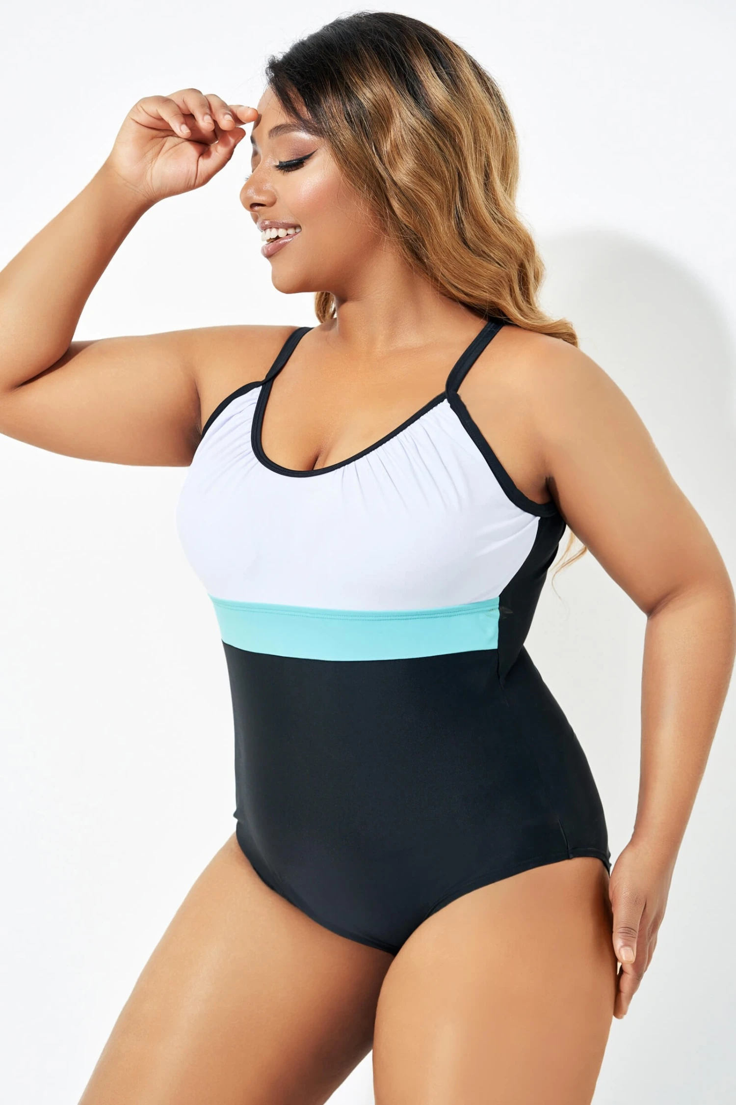 Color Block Print Open Back One Piece Swimsuit 6 Color Block Print Open Back One Piece Swimsuit - Image 6