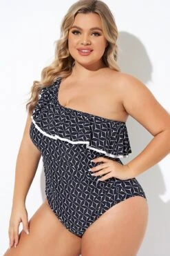 One Shoulder Ruffles Asymmetrical One Piece Swimsuit -Sandy Bikinis Shop b deop279001 6