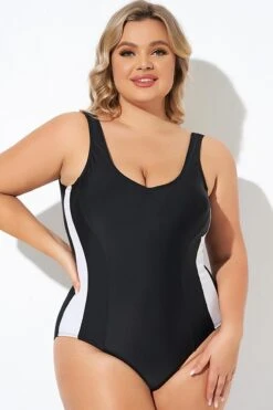 Black And White White Inserts Lady One Piece Swimsuit -Sandy Bikinis Shop b deop280001 1