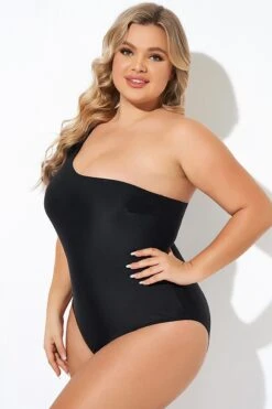 Black Flutter Sleeve One Shoulder One Piece Swimsuit -Sandy Bikinis Shop b deop283001 6