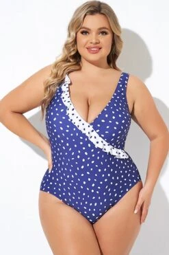 Navy Polka Dot Frill One Piece Swimsuit -Sandy Bikinis Shop b deop284001 1