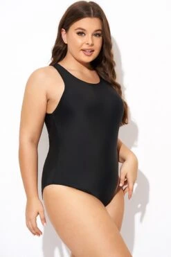 Black High Neck High Legline One Piece Swimsuit -Sandy Bikinis Shop b deop289001 6