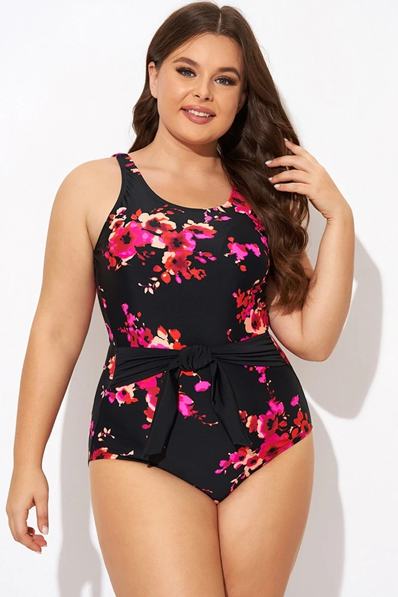 Poppies Tummy Control Belted One Piece Swimsuit 1 Poppies Tummy Control Belted One Piece Swimsuit