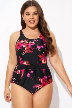 Poppies Tummy Control Belted One Piece Swimsuit 11 Poppies Tummy Control Belted One Piece Swimsuit -Sandy Bikinis Shop b deop290001 5