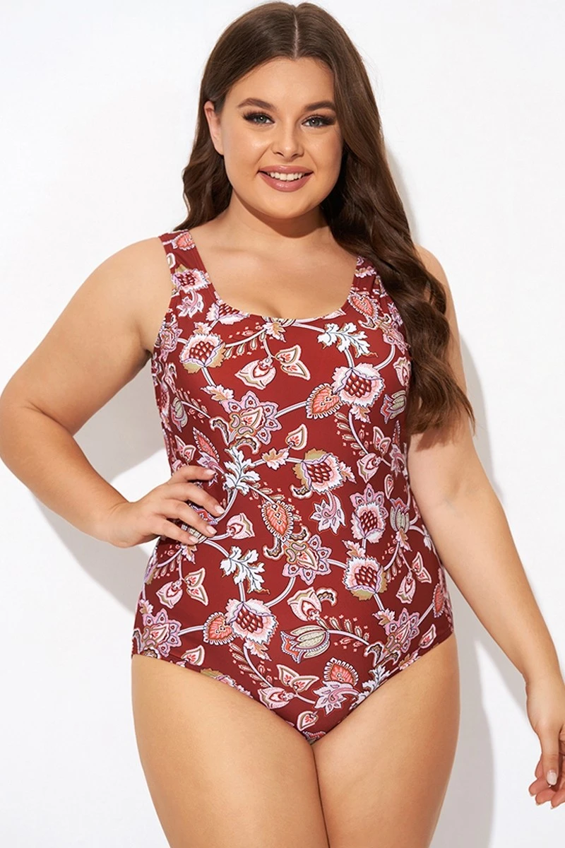 Flower Scoop Neck And Back One Piece Swimsuit 1 Flower Scoop Neck And Back One Piece Swimsuit
