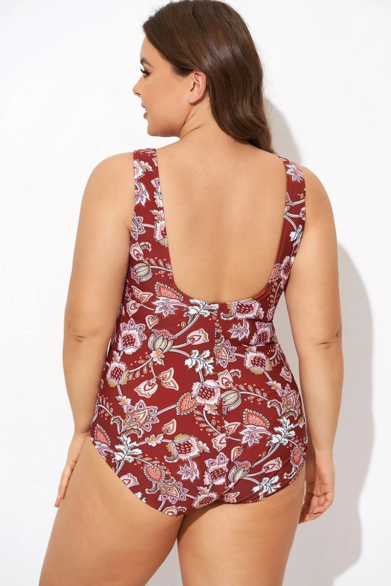 Flower Scoop Neck And Back One Piece Swimsuit 2 Flower Scoop Neck And Back One Piece Swimsuit - Image 2