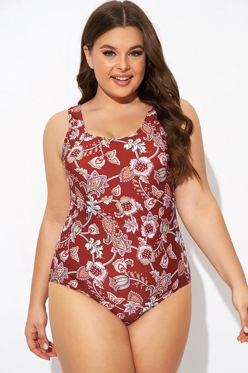 Flower Scoop Neck And Back One Piece Swimsuit 3 Flower Scoop Neck And Back One Piece Swimsuit - Image 3