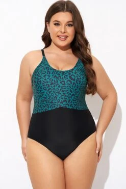 Green Leopard Print Back Cut Out One Piece Swimsuit -Sandy Bikinis Shop b deop306001 4