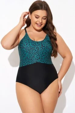 Green Leopard Print Back Cut Out One Piece Swimsuit -Sandy Bikinis Shop b deop306001 5