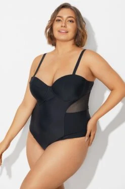 Plus Size Mesh Underwire One Piece Swimsuit -Sandy Bikinis Shop b deop313001 6
