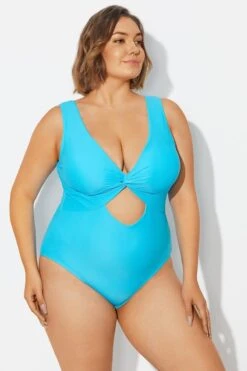 Blue Twist Knot Shimmer One Piece Swimsuit -Sandy Bikinis Shop b deop315001 3