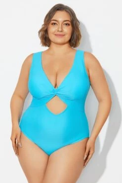 Blue Twist Knot Shimmer One Piece Swimsuit -Sandy Bikinis Shop b deop315001 4