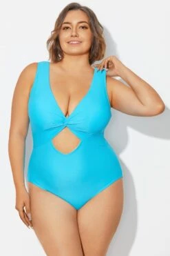 Blue Twist Knot Shimmer One Piece Swimsuit -Sandy Bikinis Shop b deop315001 5