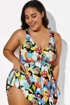 Flower Tie Front Sweetheart Neckline Swimdress -Sandy Bikinis Shop b desd001007 22