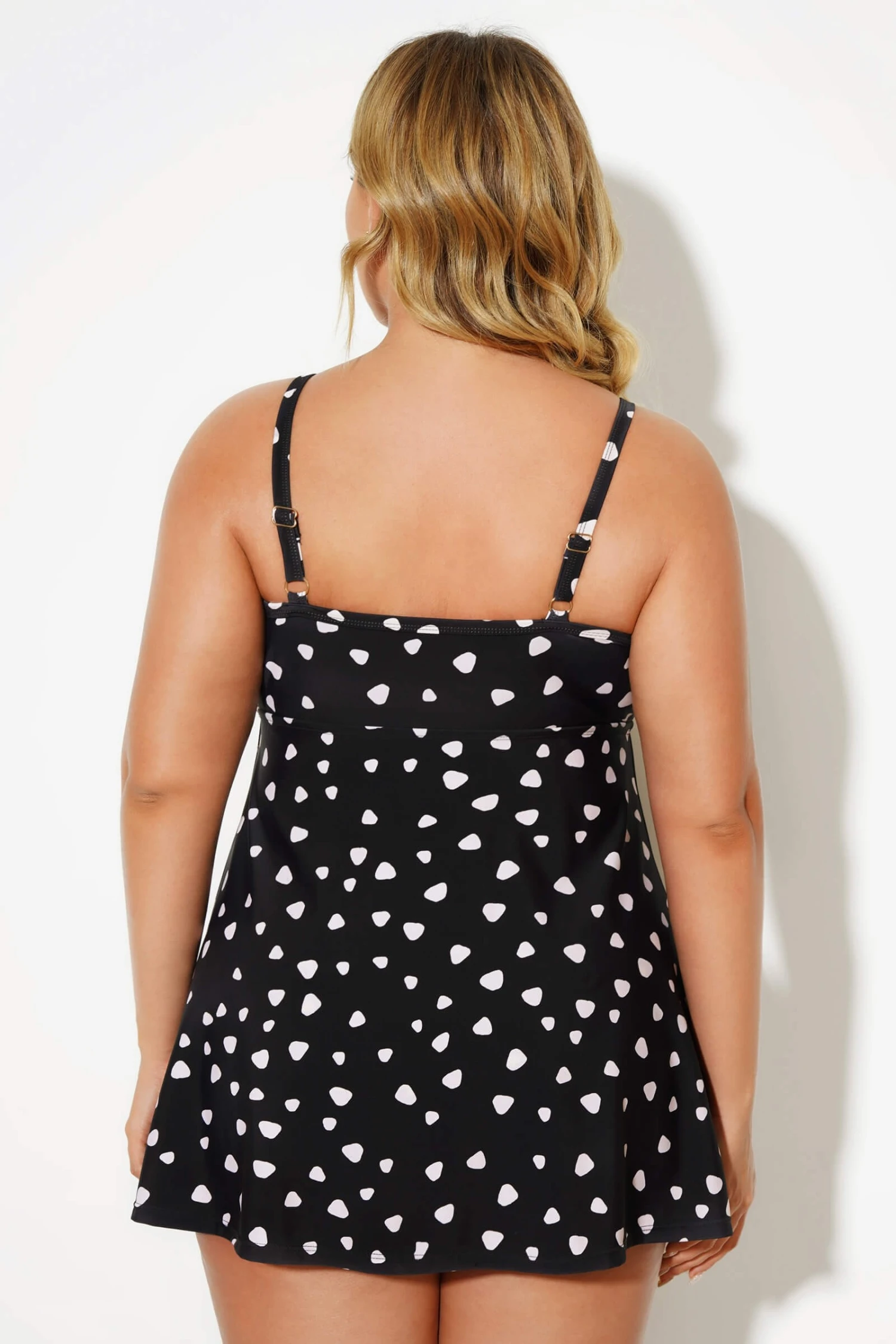Black Dots Tie Front Classic Women Swimdress 2 Black Dots Tie Front Classic Women Swimdress - Image 2