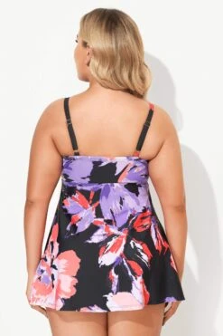 Flower Printed Backless Tummy Control Swimdress -Sandy Bikinis Shop b desd006005 3