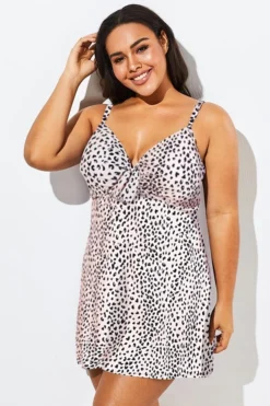 Leopard Tie Front V-neck Swimdress For Women -Sandy Bikinis Shop b desd006007 33