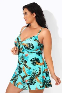 Sweetheart Neckline Print Tie Front Underwire Swimdress -Sandy Bikinis Shop b desd006008 3