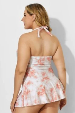 Tie Dye Printed Self-tie Halter Vintage Swimdress 6 Tie Dye Printed Self-tie Halter Vintage Swimdress -Sandy Bikinis Shop b desd014002 3