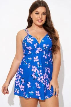Purple Butterfly Print V-neck Loop Strap Swimdress 9 Purple Butterfly Print V-neck Loop Strap Swimdress -Sandy Bikinis Shop b desd029001 5