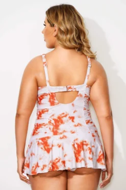 Tie Dye Printed Adjustable Straps Elegant Swimdress -Sandy Bikinis Shop b desd030002 2
