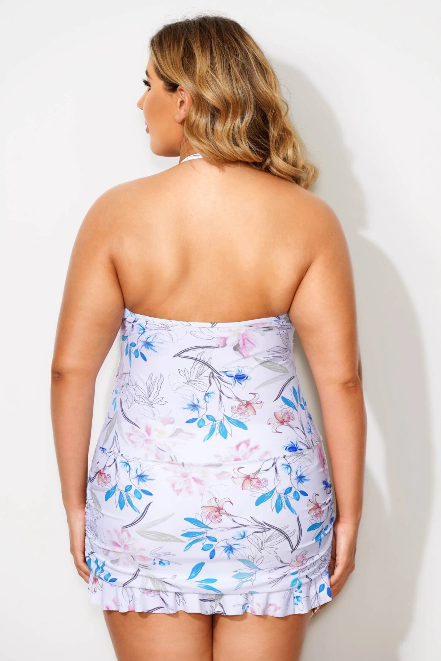 Floral Printed Fringe Bandeau Women Swimdress 2 Floral Printed Fringe Bandeau Women Swimdress - Image 2