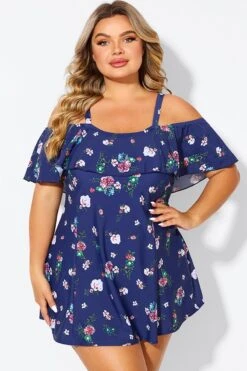 Floral Off Shoulder Tummy Control Lady Swimdress -Sandy Bikinis Shop b desd049005 4