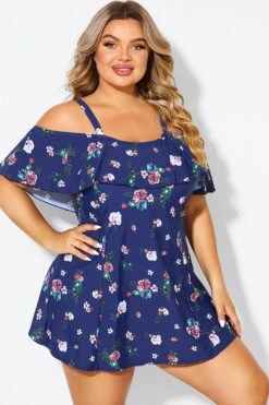 Floral Off Shoulder Tummy Control Lady Swimdress -Sandy Bikinis Shop b desd049005 5