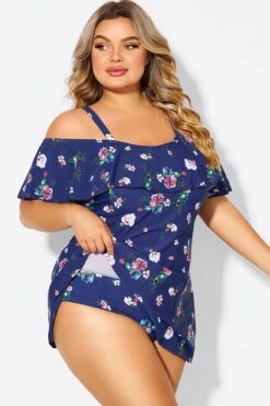 Floral Off Shoulder Tummy Control Lady Swimdress -Sandy Bikinis Shop b desd049005 6