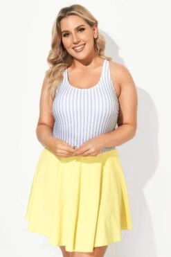 Classic Stripe Round Collar Swimdress For Lady -Sandy Bikinis Shop b desd060001 4