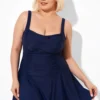 Blue Sexy RuffleTwist Front Beach Swimdress