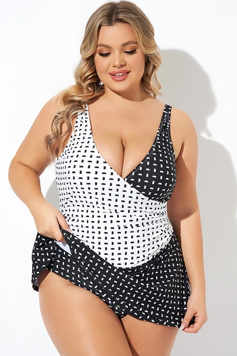 Graphic Pattern Wrap Style Adjustable Straps Swimdress 5 Graphic Pattern Wrap Style Adjustable Straps Swimdress - Image 5
