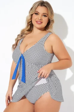 Dots Tie-Front Wide Shoulder Straps Swimdress 8 Dots Tie-Front Wide Shoulder Straps Swimdress -Sandy Bikinis Shop b desd109001 3
