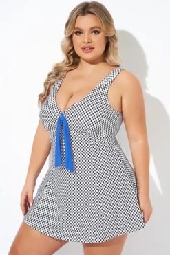 Dots Tie-Front Wide Shoulder Straps Swimdress 9 Dots Tie-Front Wide Shoulder Straps Swimdress -Sandy Bikinis Shop b desd109001 4