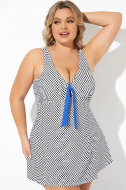 Dots Tie-Front Wide Shoulder Straps Swimdress 10 Dots Tie-Front Wide Shoulder Straps Swimdress -Sandy Bikinis Shop b desd109001 5