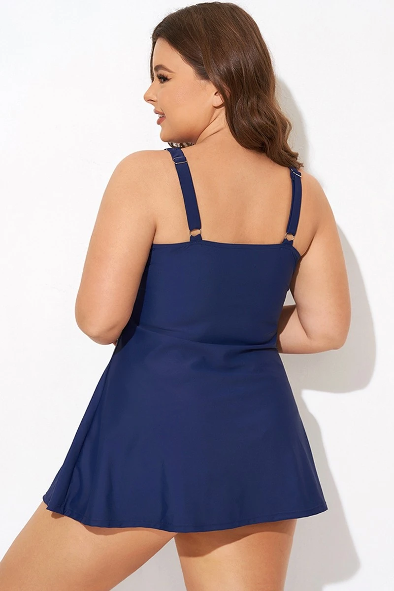 Silver Foil Dots Mesh-inset Wrap Swimdress 2 Silver Foil Dots Mesh-inset Wrap Swimdress - Image 2