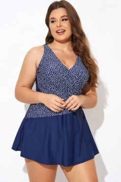 Silver Foil Dots Mesh-inset Wrap Swimdress 11 Silver Foil Dots Mesh-inset Wrap Swimdress -Sandy Bikinis Shop b desd114001 4