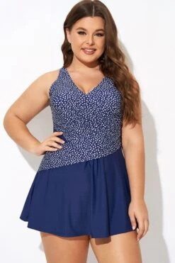 Silver Foil Dots Mesh-inset Wrap Swimdress 10 Silver Foil Dots Mesh-inset Wrap Swimdress -Sandy Bikinis Shop b desd114001 5