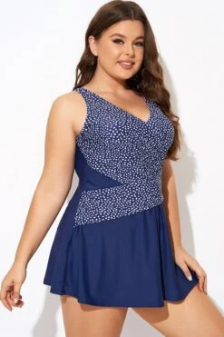 Silver Foil Dots Mesh-inset Wrap Swimdress 9 Silver Foil Dots Mesh-inset Wrap Swimdress -Sandy Bikinis Shop b desd114001 6