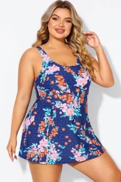Blossoms Scoop Neckline Wide Shoulder Straps Swimdress -Sandy Bikinis Shop b desd115001 6