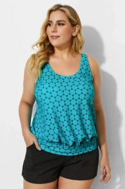 Green Scoopneck Polka Dots Women Tankini Top -Sandy Bikinis Shop b detan003001t 1