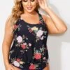 Floral Printed Scoopneck Women Classy Tankini Top