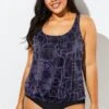 Black Racerback Beach Oversize Women Tankini Top