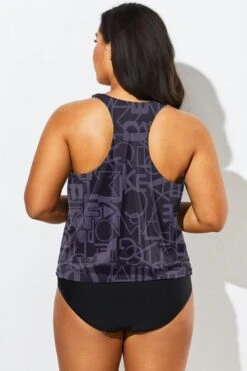 Black Racerback Beach Oversize Women Tankini Top -Sandy Bikinis Shop b detan003006 22