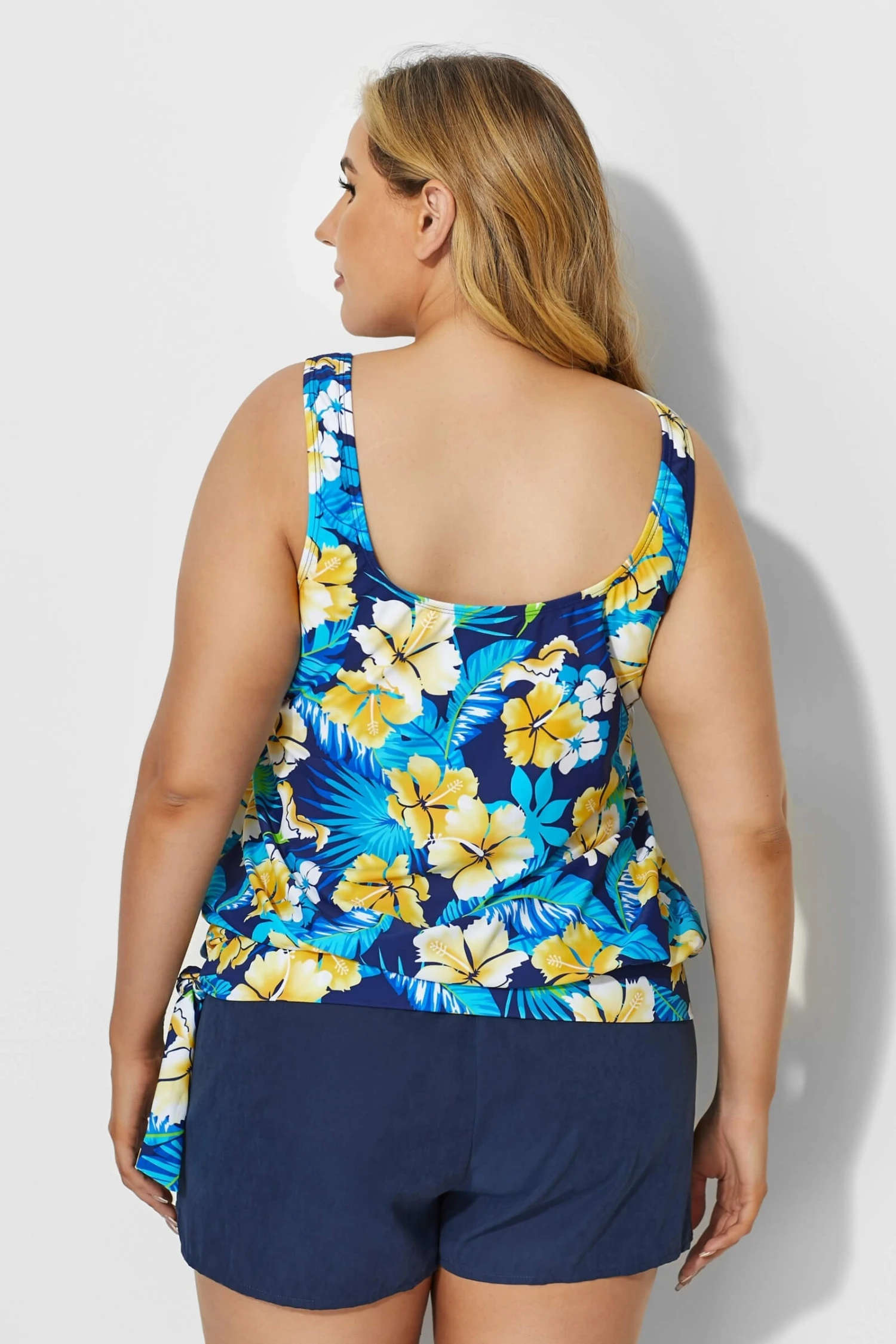 Elegant Floral Printed Side Tie Tankini Top 2 Elegant Floral Printed Side Tie Tankini Top - Image 2