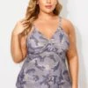 Camo Sweetheart Neckline Tummy Control Vintage Tankini Top