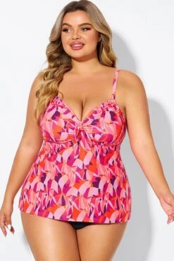 Multi Colors Tie Front Sweetheart Neckline Tankini Top 8 Multi Colors Tie Front Sweetheart Neckline Tankini Top -Sandy Bikinis Shop b detan024005 3