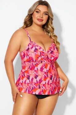 Multi Colors Tie Front Sweetheart Neckline Tankini Top 9 Multi Colors Tie Front Sweetheart Neckline Tankini Top -Sandy Bikinis Shop b detan024005 4
