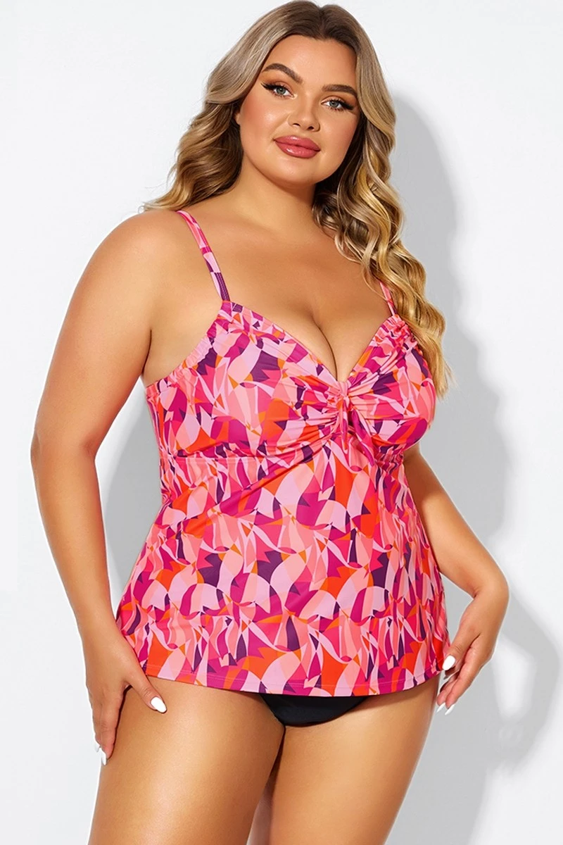 Multi Colors Tie Front Sweetheart Neckline Tankini Top 4 Multi Colors Tie Front Sweetheart Neckline Tankini Top - Image 4